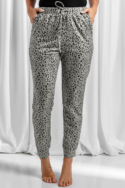 Leopard Elastic Waist Casual Joggers