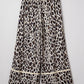 Patched Pocket Plus Size Drawstring Leopard Wide Leg Pants