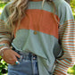 Plus Size Striped Colorblock Tee with Slits