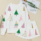 Multi Christmas Tree Long Sleeve Top and Shorts 2pcs Lounge Set