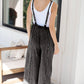 Light Wash Frayed Exposed Seam Wide Leg Denim Overall