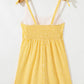 Shoulder Tie Smocked Back Wide Leg Casual Romper