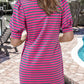 Collared V Neck Puff Sleeve T Shirt Dress