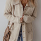 Collared Drop Shoulder Button Up Cardigan with Pocket