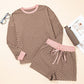Checkerboard Long Sleeve Pullover and Shorts Set
