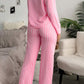 Buttoned Front Long Sleeve Top and Pants 2 Piece Sleepwear