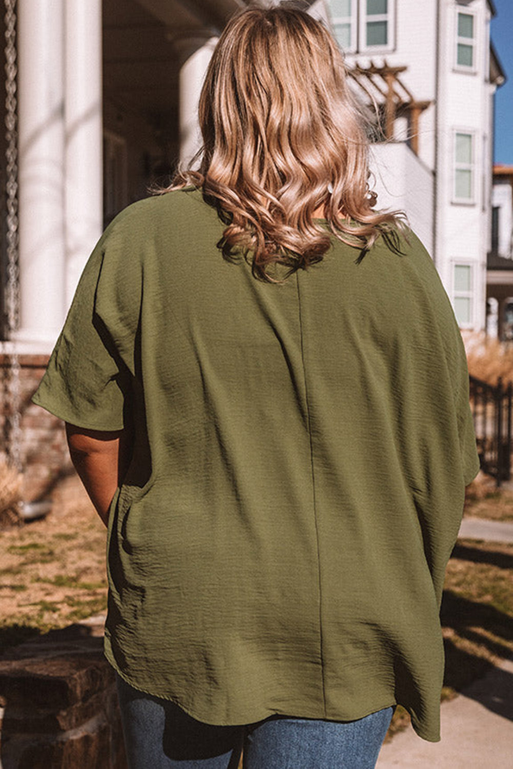 Plus Size Textured Chest Pocket Tee