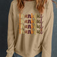 Thankful Repeated Print Drop Shoulder Casual Sweatshirt