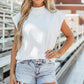 Solid Color High Neck Cap Sleeve Loose Top