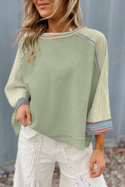 Waffle Patchwork Raglan Top