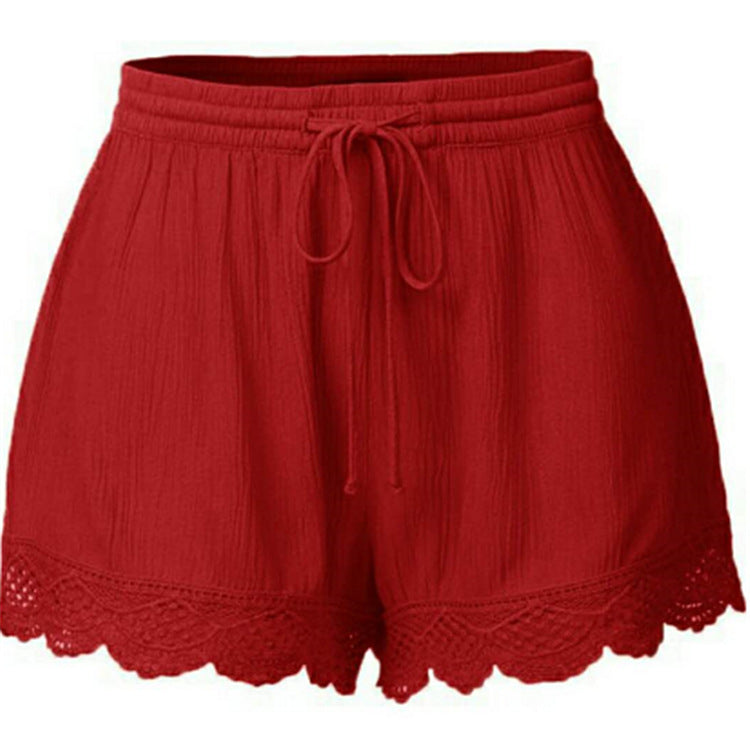 Solid Color Lace Up Shorts Casual Pants