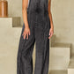 Light Wash Frayed Exposed Seam Wide Leg Denim Overall