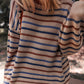 Striped Knitted Drop Shoulder Round Neck Sweater