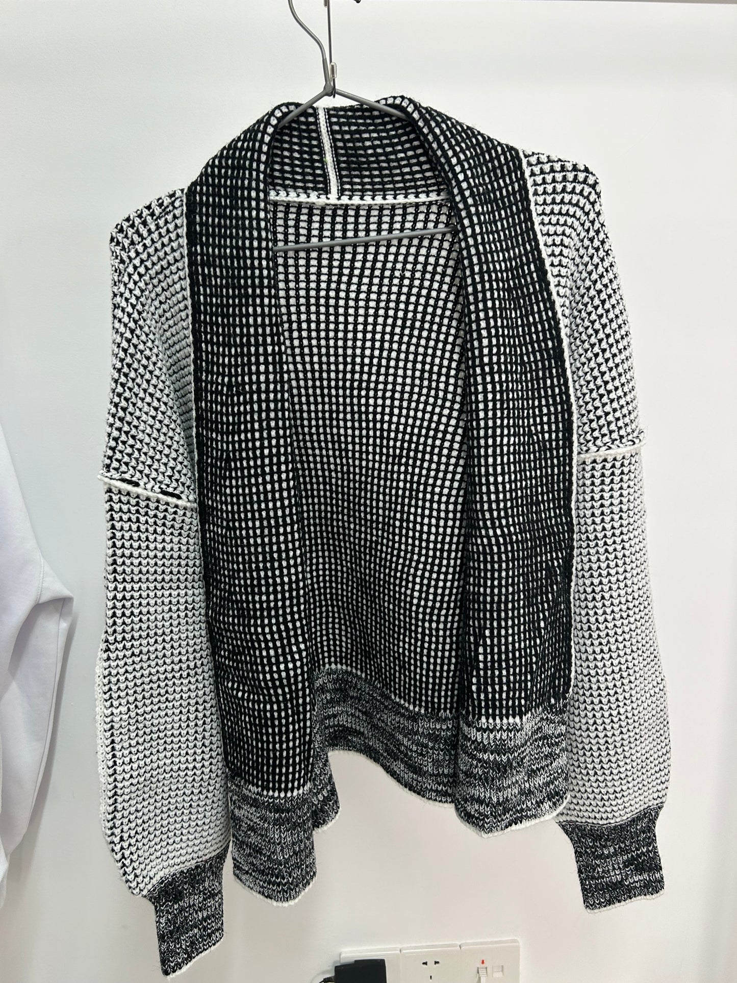 Plaid Contrast Trim Open Front Cardigan(no Pockets)