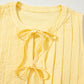 Bow Tie Notched Neck Pleated Tank Top
