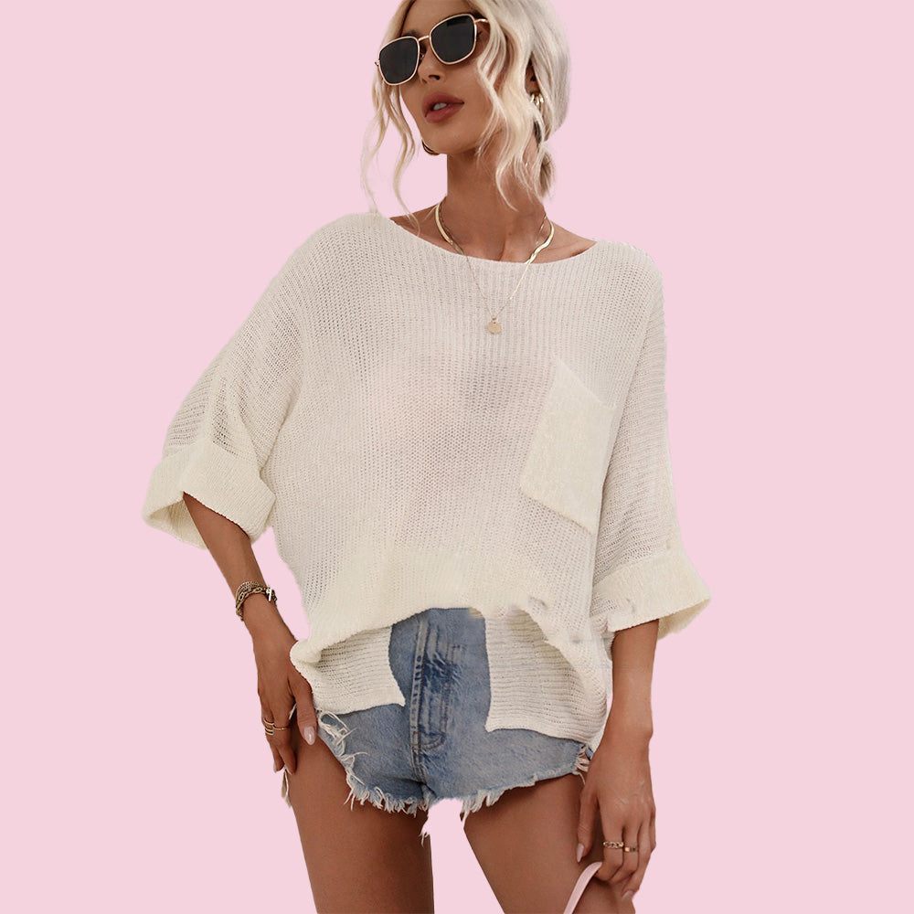 Women's Loose Open Knit Sweater Top
