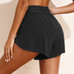 High Waisted Drawstring 2-in-1 Side Pocket Color Block Bikini Shorts