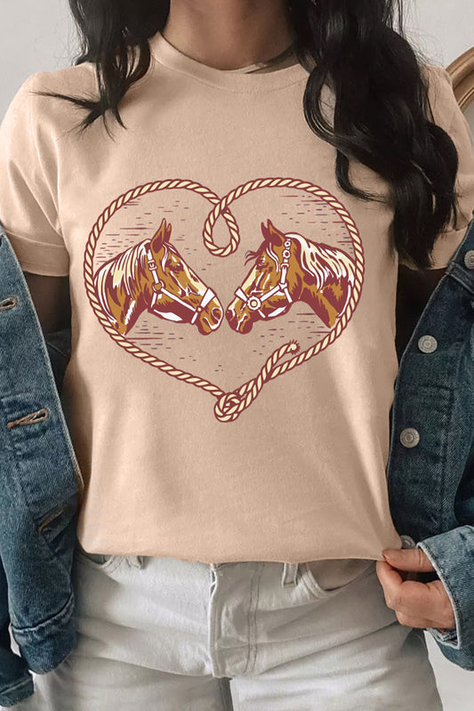 Rodeo Horse Graphic Western Cowgirl Fashion T Shirt