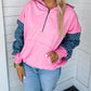 Checkered Patchwork Kangaroo Pocket Half Zipper Hoodie