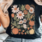Wild Flower Pumpkin Print T Shirt