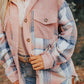 (Pre order/8.20)Plaid Corduroy Patchwork Chest Pocket Shacket