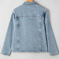 Scallop Trim Collar Patched Pocket Button Up Denim Jacket