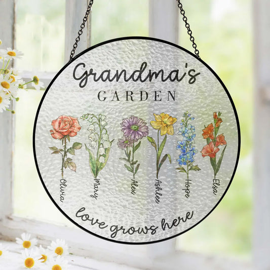 Custom Made-Birth Month Flower Stain Glass Suncatcher