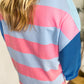 Stripe Colorblock Patchwork Zip up Plus Size Pullover