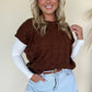 Cable Texture Crew Neck Short Sleeve Sweater Top