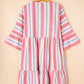 Plus Size Embroidered Detail Flared 3/4 Sleeve V Neck Dress