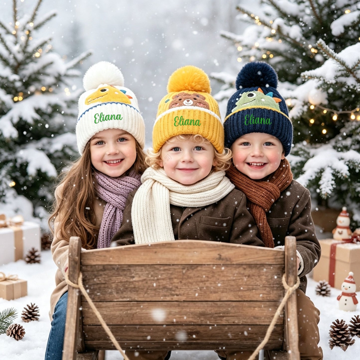 Custom Embroidered Name Thick Knit Hat for Kids