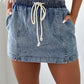 Drawstring High Waist Pocketed Denim Shorts