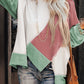 Colorblock Stitching Irregular Hem Long Sleeve Top