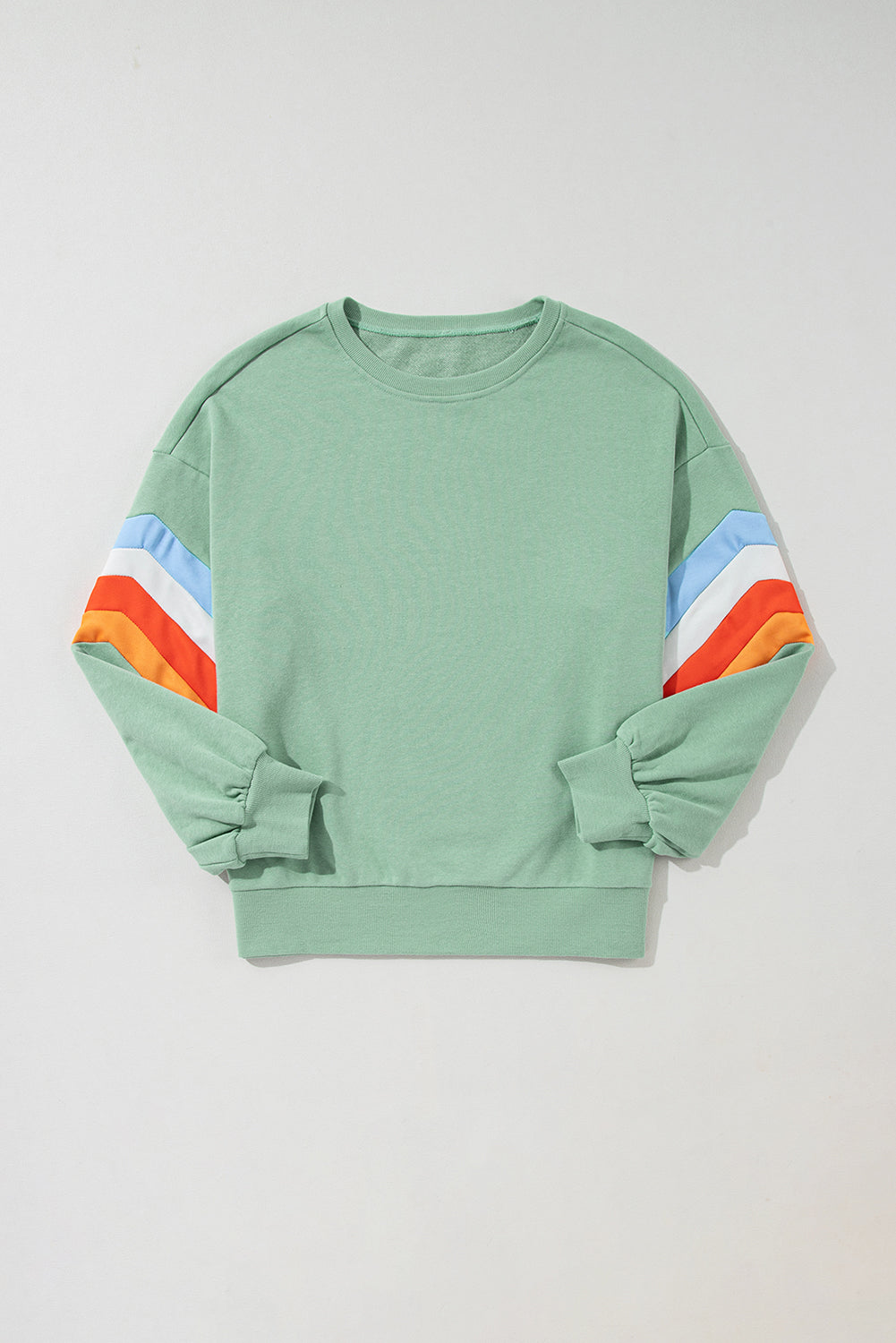 Rainbow Striped Sleeve Sweatshirt