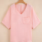 Plus Size Textured Chest Pocket Tee