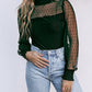 Sheer Dotty Long Sleeve Ribbed Velvet Bodysuit