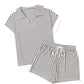 V Neck Tee and Casual Short Set