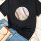 Heat Transfer Baseball Print Cotton Blend T Shirt