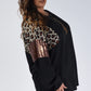 Plus Size Leopard Sequin Patchwork Top