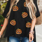 Sequin Jack-o-lantern Pattern Halloween Casual Tee
