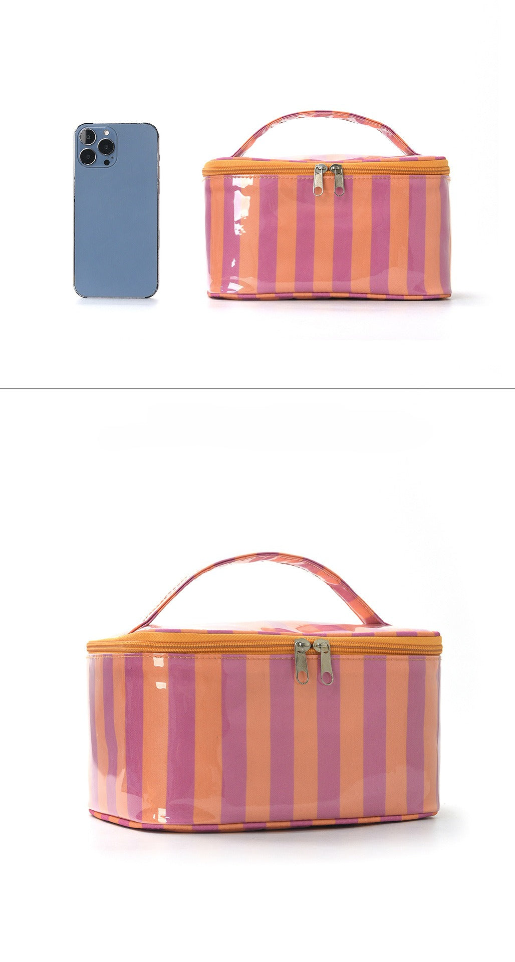 Candy Stripe PVC Cosmetic Bag