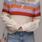 Striped Color Block Loose Sleeve Chic Sweater