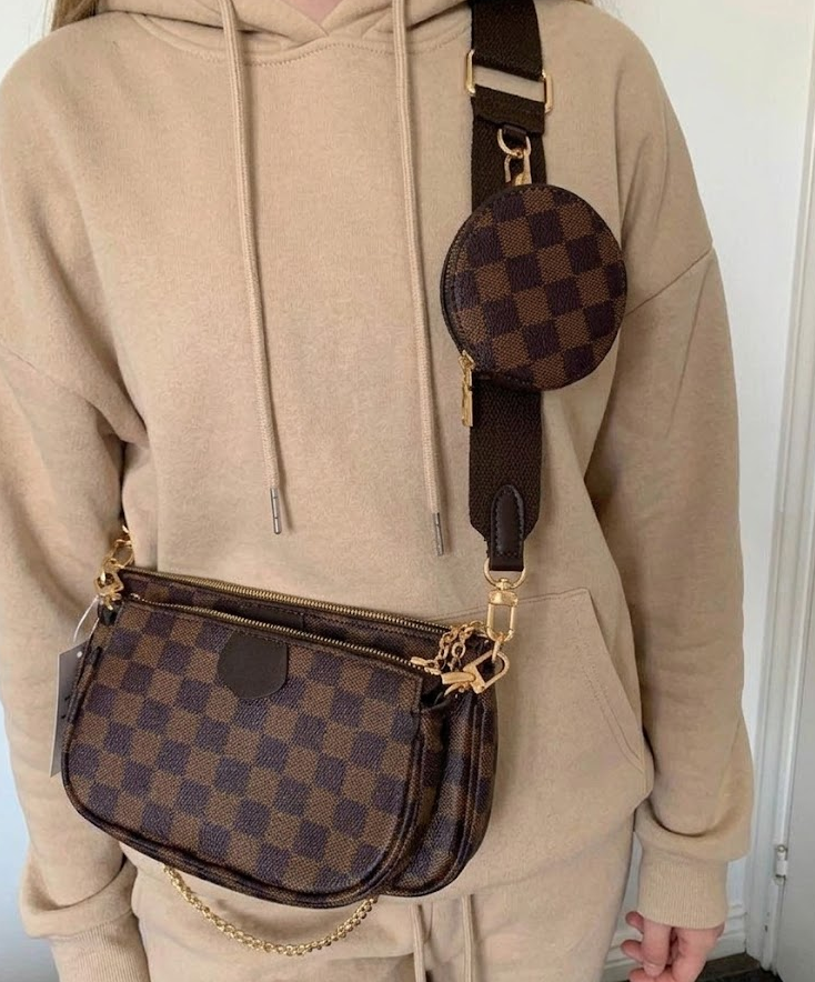 3Pcs Checkered Crossbody Bag Set