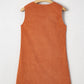 Corduroy Western Embroidered Patched Pocket Shift Sleeveless Mini Dress