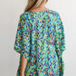 Abstract Print V Neck Half Sleeve Loose Fit Tunic Blouse