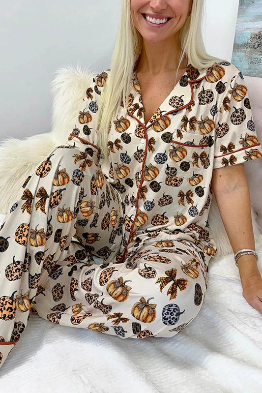 Pumpkin Allover Halloween 2pcs Pajama Set