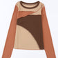 Expose Seam Color Block Ribbed Knit Top