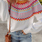 Ethnic Geometric Colorblock Print Drop Shoulder Sweater