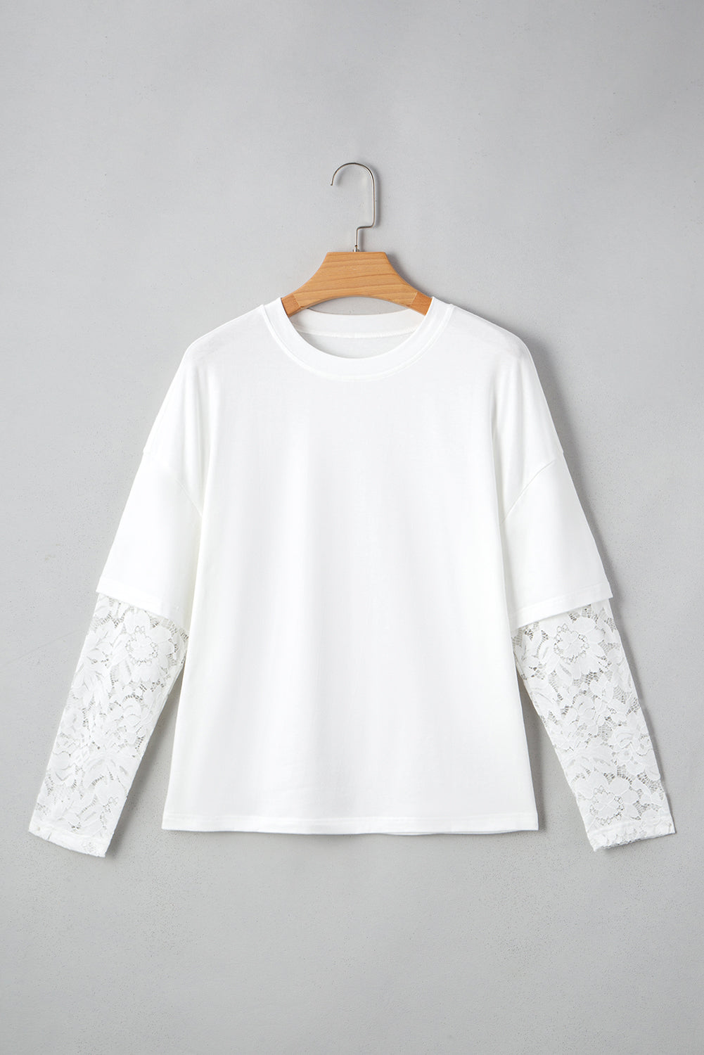 Lace Long Sleeve Insert Drop Shoulder Tee