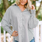 Smocked Cuffed Striped Shirt with Pocket